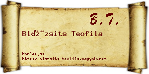 Blázsits Teofila névjegykártya